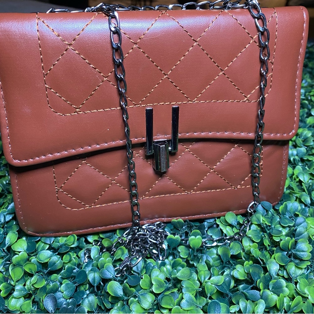 Burgundy Quilted Chain Shoulder Bag